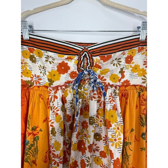 Free People Golden Dreams Maxi Dress Boho Floral Patchwork Strapless Tiered M - Picture 6 of 11